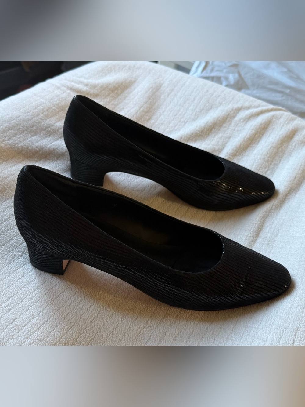 VANELi Black Textured Low Heel Pumps | Classic Career & Dress Shoes - Picture 12 of 12